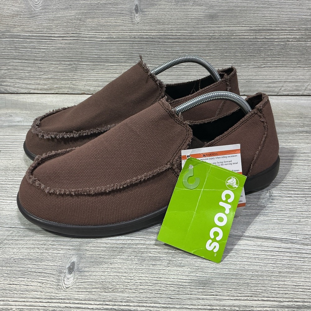 Crocs Santa Cruz Mens Canvas Slip On Loafers Casual Walking Shoes Espresso US 11